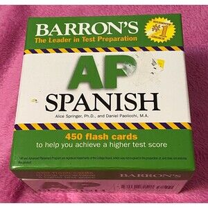 Barron's AP Spanish 450 Flash Cards Student 1st Choice Education Help Test Score